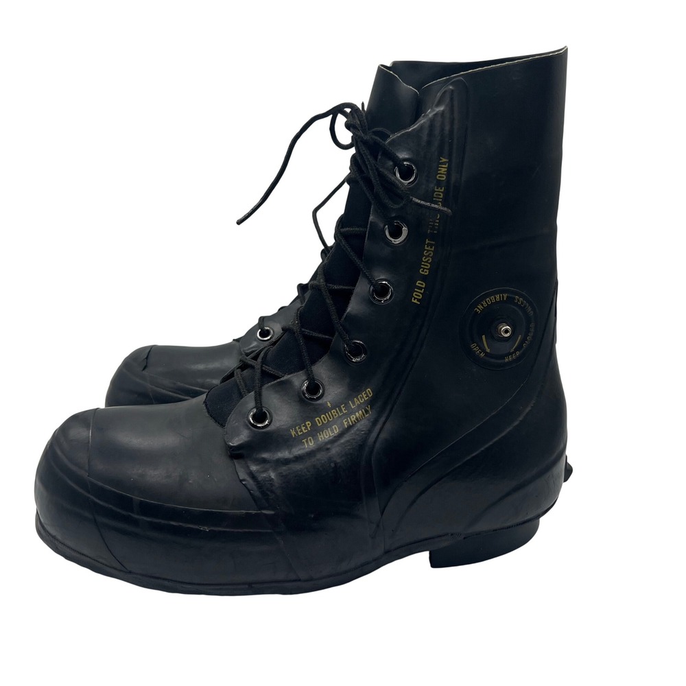 Vintage 1982 Bata US Military Mickey Mouse Boots Black Rubber Cold Weather 10R